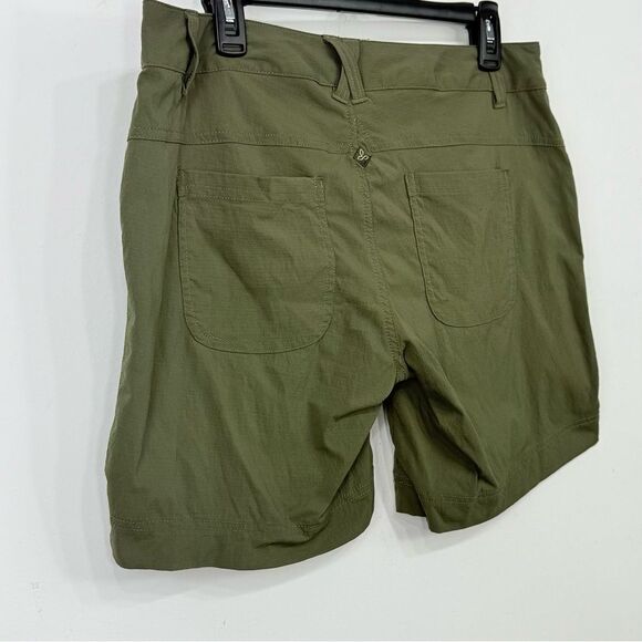 PRANA Olive Green Nylon Quick Dry Activewear Outdoor Performance Shorts - Picture 7 of 16